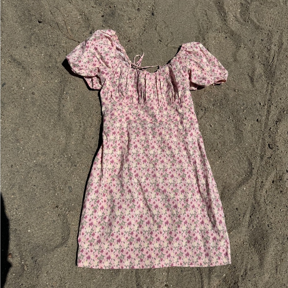 Floral Pink Puff Sleeve Dress